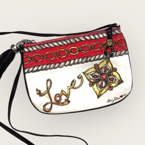 Brighton TC Love Crossbody Bag Floral Tassel Charm Designer Purse